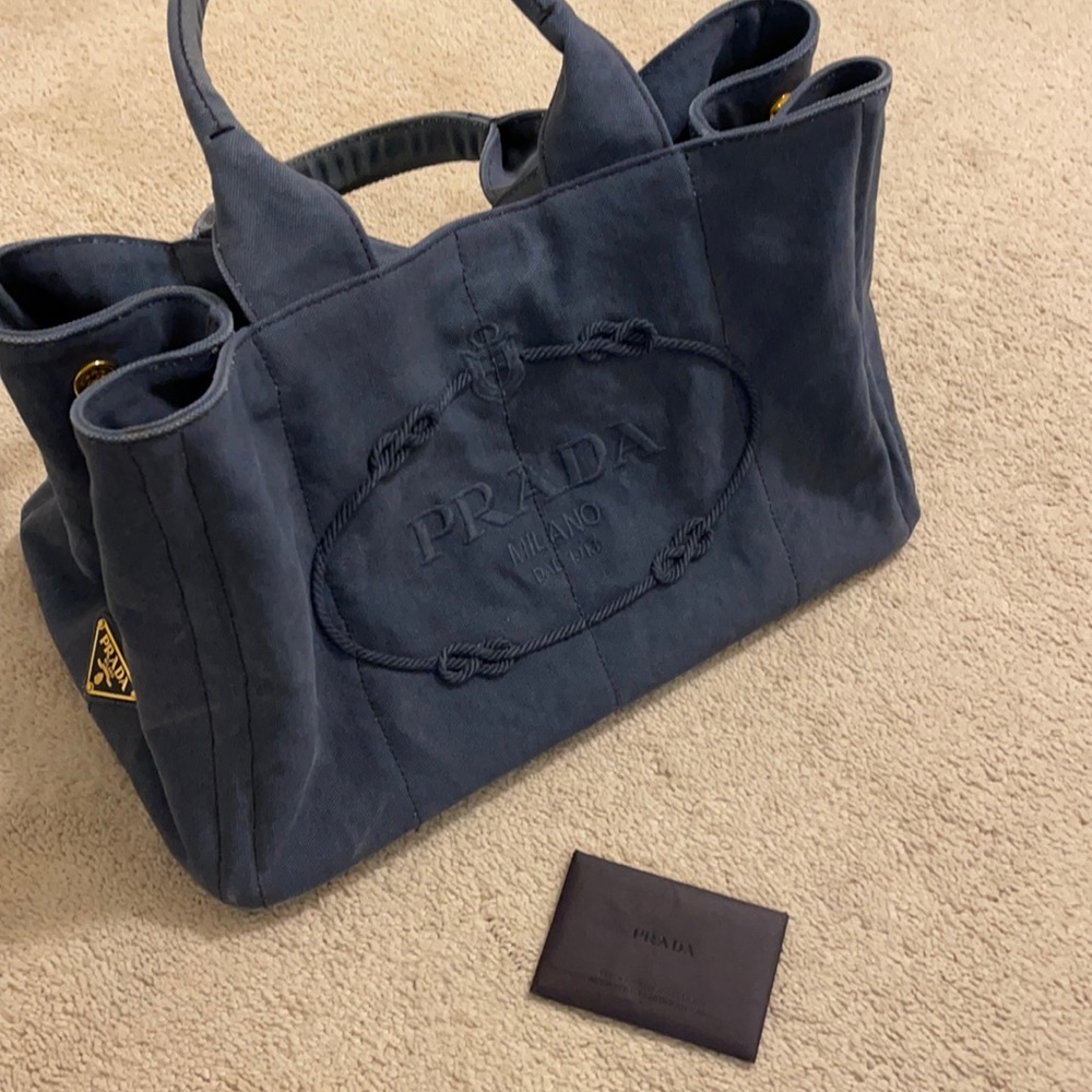 Authentic Prada canvas tote denim